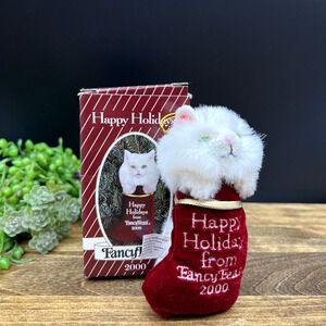 Vintage 2000 Fancy Feast Ornament Cat Stocking Happy Holidays